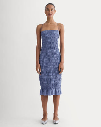 The Smocked Column Dress | Blue Dusk
