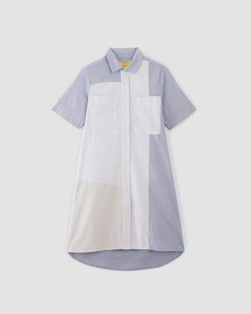 The Everlane x Marques' Almeida Patchwork Daytripper Dress | Blue Stripe Patchwork