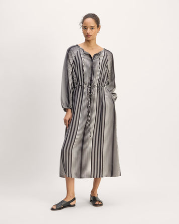 The TENCEL™ Gathered Maxi Dress | Black / Bone