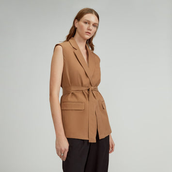 The Sleeveless Blazer in Buttersmooth | Toasted Coconut