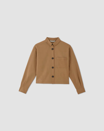 The Structured Cotton Cropped Shirt | Toasted Coconut