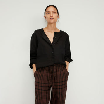 The Linen Popover Shirt | Black