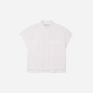The Short-Sleeve Box Shirt | Red Pinstripe