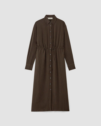 The Mini Jacquard Stripe Shirt Dress | Cocoa / Black