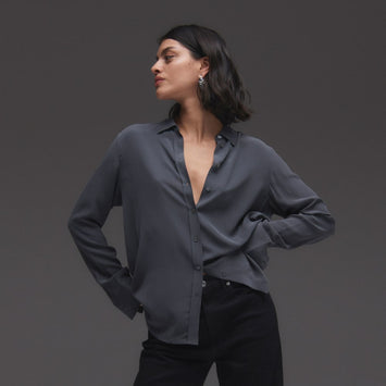 The Must-Have Shirt in Washable Silk | Slate Grey