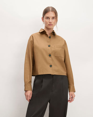 The Structured Cotton Cropped Shirt | Toasted Coconut