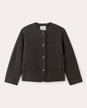 The Cocoon Coat in Wool | Heather Charcoal