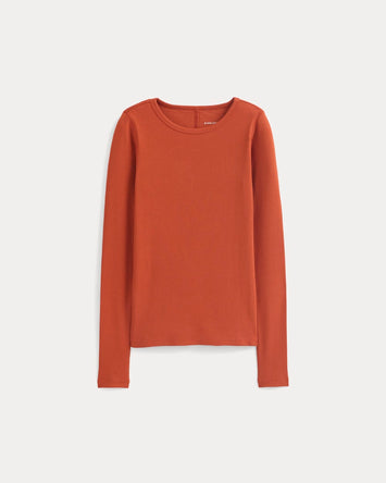 The Luxe Rib Long-Sleeve Crew | Rust