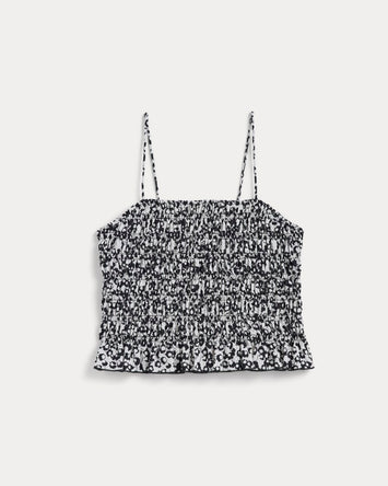 The Smocked Tank | Bone / Black Floral