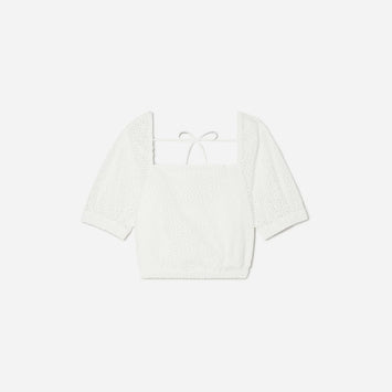 The Eyelet Puff Sleeve Top | White