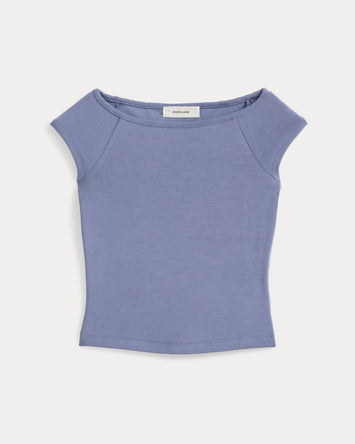 Boatneck Cap-Sleeve Top in Butterknit | Blue Dusk