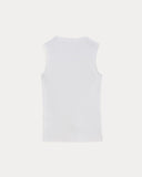 The Luxe Rib Funnel-Neck Tank | White
