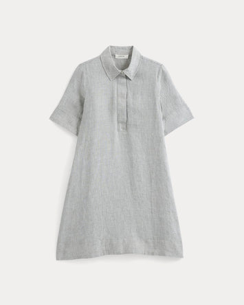 Mini Popover Shirtdress in Linen | Agave / Bone