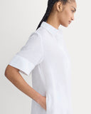 Mini Popover Shirtdress in Linen | White