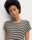 The Rib-Knit Cap-Sleeve Midi Dress | Bone / Black