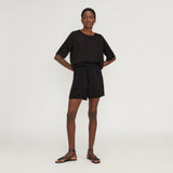 The Satin Relaxed Tee | Black