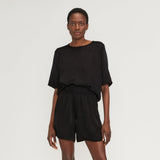 The Satin Relaxed Tee | Black