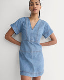 Denim Short-Sleeve Dress | Light Indigo