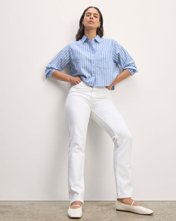 The Way-Short Shirt in Silky Cotton | Mariner Blue / White