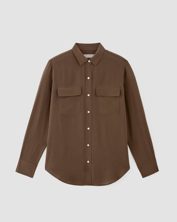 The Utility Shirt in Washable Silk | Cocoa
