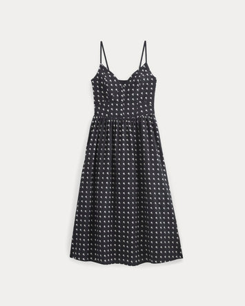 Midi Dress in Cotton Silk Voile | Black