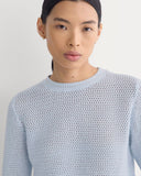 Open Knit Long-Sleeve Crew in Everyday Cotton | Skywriting