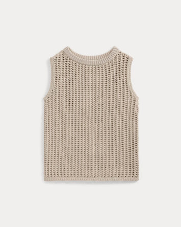 Open-Knit Tunic Vest in Elevated Cotton | Peyote