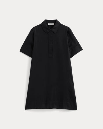 Mini Popover Shirtdress in Linen | Black