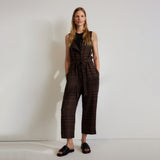The Linen Jumpsuit | Chocolate Brown / Black