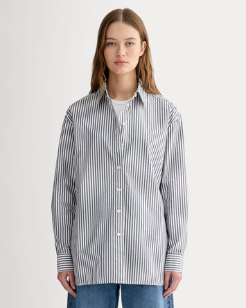 The Boyfriend Shirt in Ultrasoft Cotton | Optic White / Black