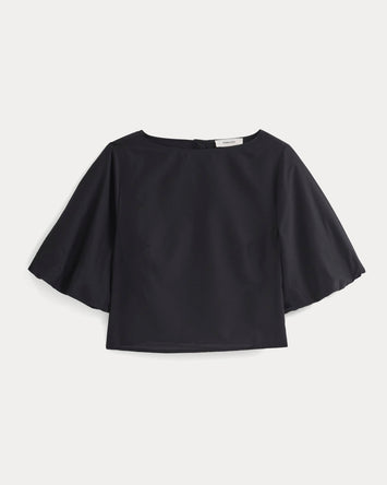 Bubble-Sleeve Top | Black