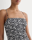 The Smocked Column Dress | Bone / Black Floral