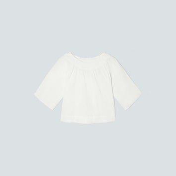 The Seersucker Gathered Tee | White
