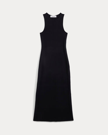Cutaway Ribbed Midi Dress | Black