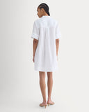 Mini Popover Shirtdress in Linen | White