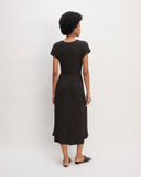 The Rib-Knit Cap-Sleeve Midi Dress | Black