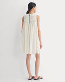Twisted Pleated Mini Dress in Silk Georgette | Bone