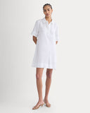 Mini Popover Shirtdress in Linen | White