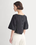 Bubble-Sleeve Top | Black