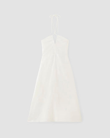 The Linen Halter-Neck Dress | White