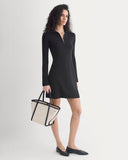 Knit Quarter-Zip Polo Dress | Black