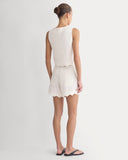 Tie-Front Scallop Tank in Linen | Bone