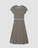 The Rib-Knit Cap-Sleeve Midi Dress | Bone / Black