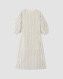 The Linen A-Line Midi Dress | Bone/Navy