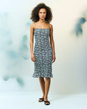 The Smocked Column Dress | Bone / Black Floral