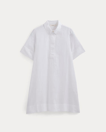 Mini Popover Shirtdress in Linen | White