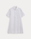 Mini Popover Shirtdress in Linen | White