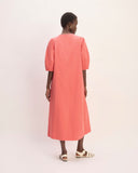 The Short-Sleeve Puff Midi Dress | Coral