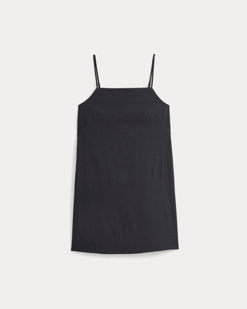 Mini Shift Dress in Stretch Linen | Black