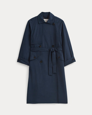 Drapey Twill Trench | Navy